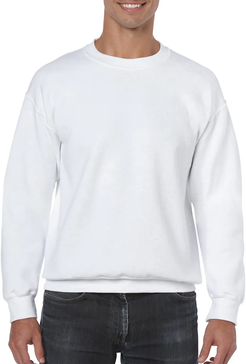 72 Pieces Gildan Mens White Cotton Blend Fleece Sweat Shirts Size xl - Mens Sweat Shirt