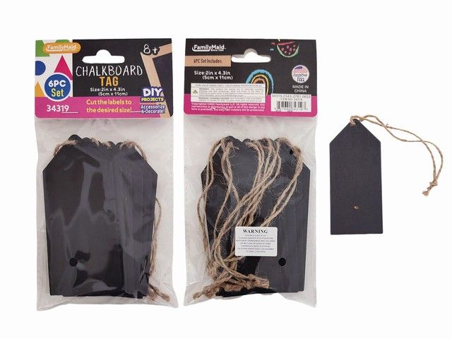 144 Pieces of Chalkboard Tags 6pc With Cord