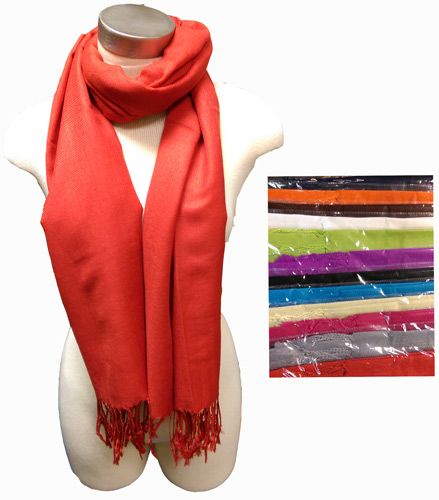 36 Pieces of Ladies Solid Color Fashion Pashmina With Fringe
