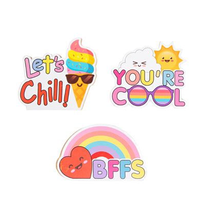 24 pieces of Table Decor Mdf Kids 3ast 6-7in Colorful Fun Designs Upc/mdf Comply Label