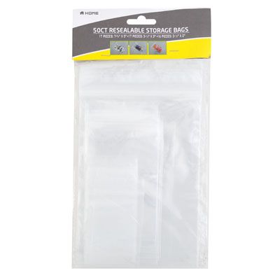 36 pieces of Storage Bags Resealable 50ct3ast Sizes Per Pk 7.75/5.25/3inpe Home Polybag Header