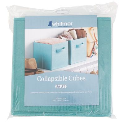 6 pieces Storage Cube 2pc Set Turquoise10x10 Collapsible Canvas Ref: 6880-907-2-Turq - Storage & Organization