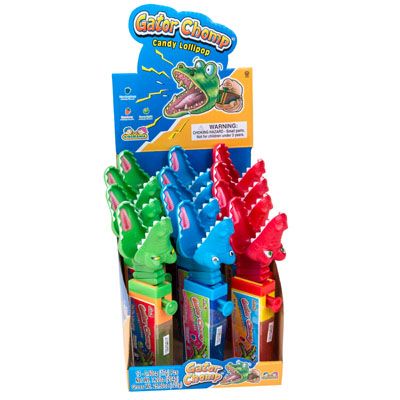 144 pieces of Lollipop Candy Gator Chomp 12pc Counter Display