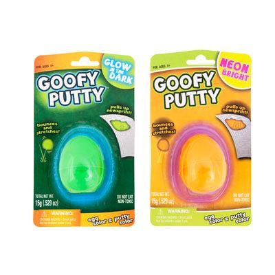 36 pieces of Goofy Putty Bounces/stretches 2ast Neon Orange/gid Blister Age 5+ Shrinkwrap Egg