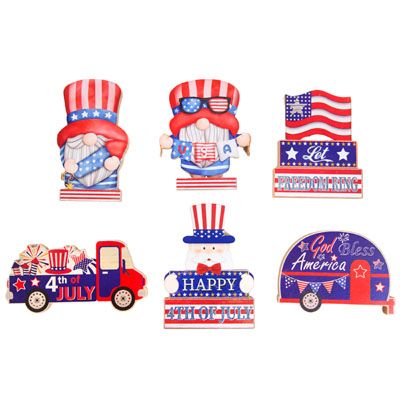 36 pieces of Tabletop Patriotic Mdf 6ast Upc/comply Label