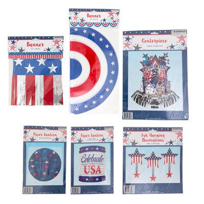 48 pieces of Patriotic Party Decor 6ast Banner/lantern/table/hanging