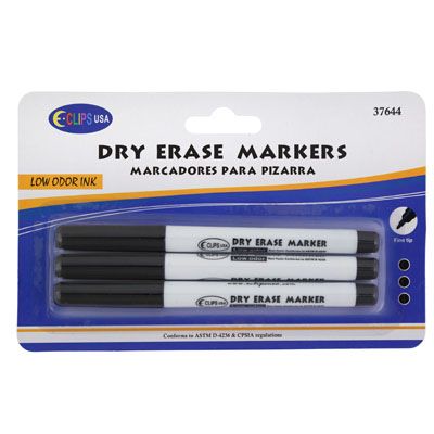 36 pieces Markers 3pk Dry Erase Black Ink Fine Tip - Markers