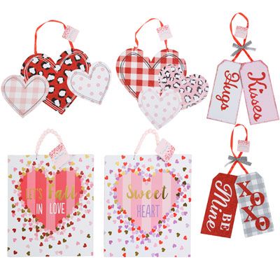24 pieces of Valentine Wall Plaque Mdf 6ast W/glitter Or Hotstamp Upc/mdf Comply Label