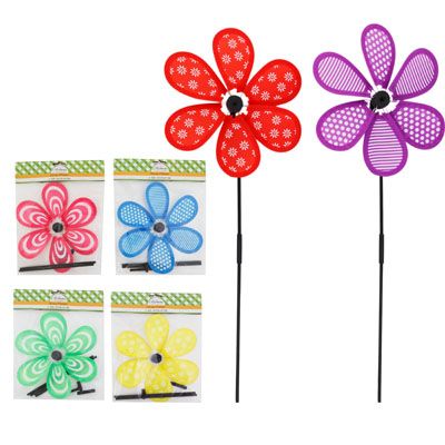 48 pieces of Pinwheel 18.5in 6ast Spring KnocK-Down Pkg/polybag Header Flower/stripe&dot/swirl