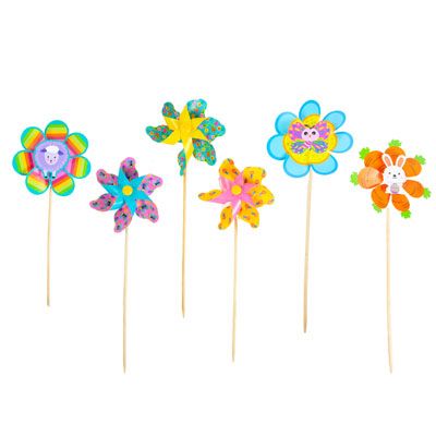 24 pieces of Pinwheel Easter/spring 6ast 20in/l&g Hangtag Wooden Stakes