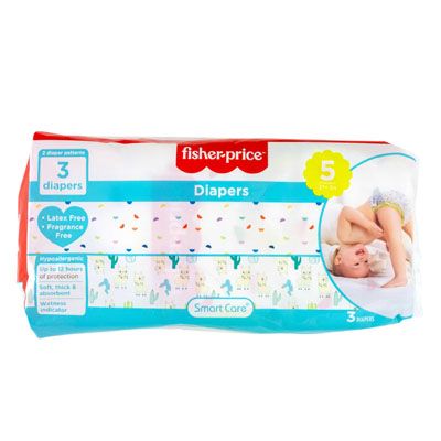 48 pieces of Diapers 3ct Fisher Price Size 5 Wetness Indicator