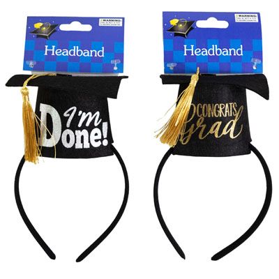 24 pieces of Graduation Headband 2ast Cap W/tassel Jhook/hangtag