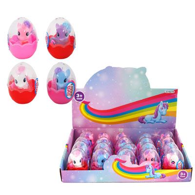 40 pieces of Lovely Pony Horse In Egg 4ast Colors W/brush & Mirror Accessory In 20pc Pdq/label