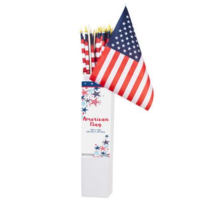 48 pieces of Flag American 12x18 On 32 Inch Wooden Pole In 48pc Pdqpatriotic Label
