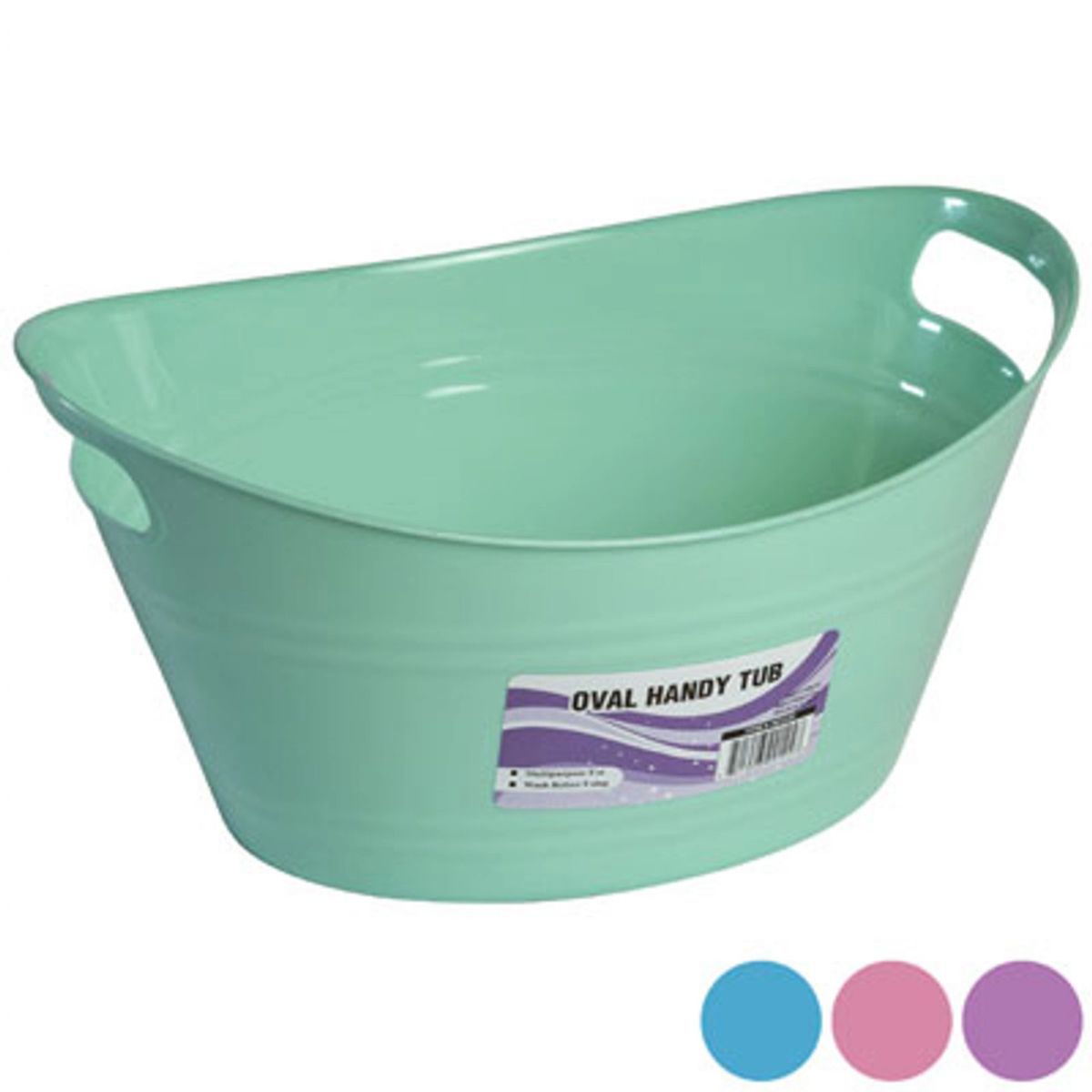48 Bulk Basket Oval Tub W/double Handles 5.25 X 12.5 -4 Colors In Pdq #oval Handy