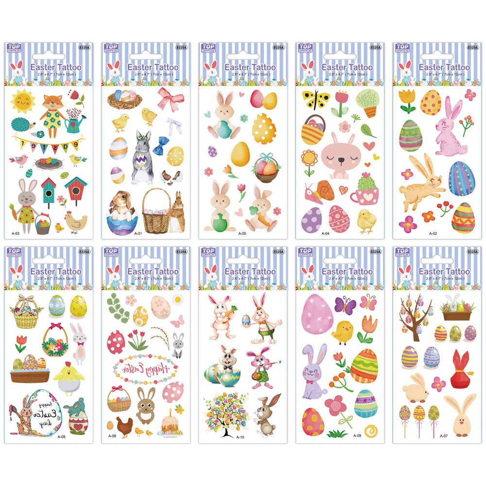 24 Pieces of Easter Tattoo 7x12cm