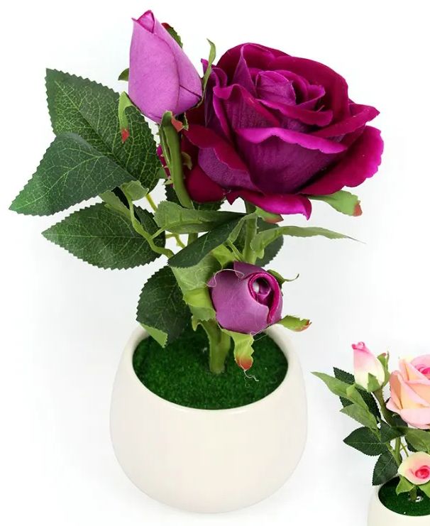 24 Pieces of 11 Inch Simulation Rose Potted Plant