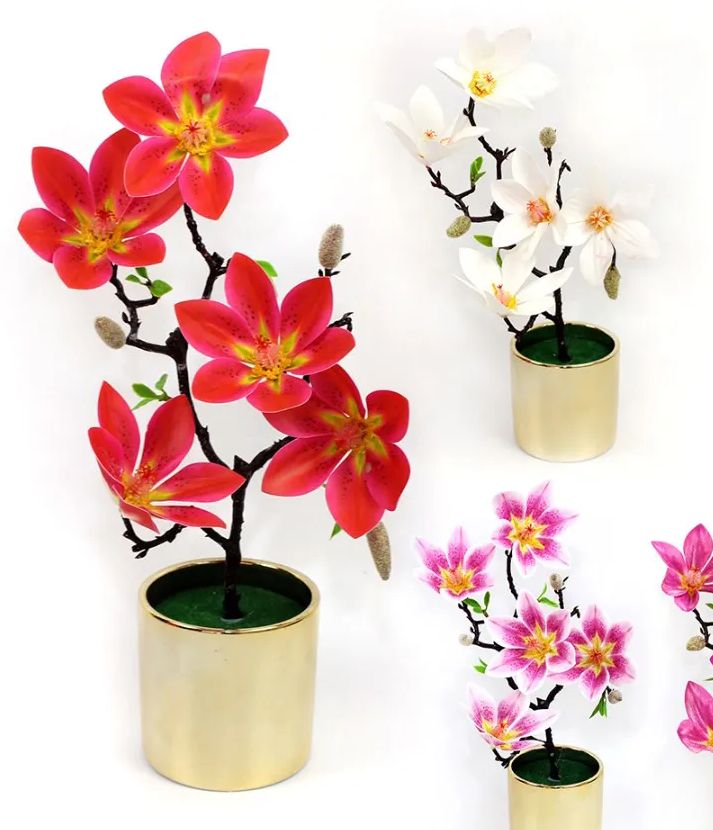 12 Pieces of 15 Inch Simulation Magnolia Potted Plants