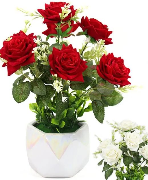 12 Pieces of 15.8 Inch 7 Rose Potted Plants