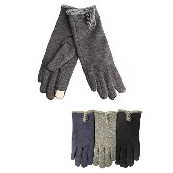 24 Pairs Ladies Fur Cuff Touch Screen Gloves - Winter Gloves