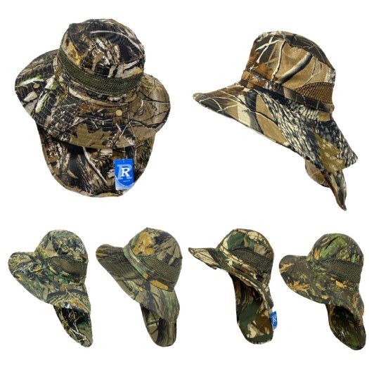 24 Pieces Vented Boonie Hat With SnaP-On/off Neck Flap [camo] - Sun Hats -  at 