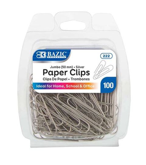 72 Pieces of Bazic Jumbo (50mm) Silver Paper Clip (10