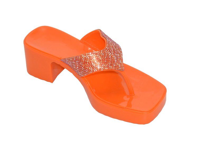 12 Pairs Women's Slip On Sandals Slide Glitter Bling Casual Sandal In  Orange Women's Heels Wedges