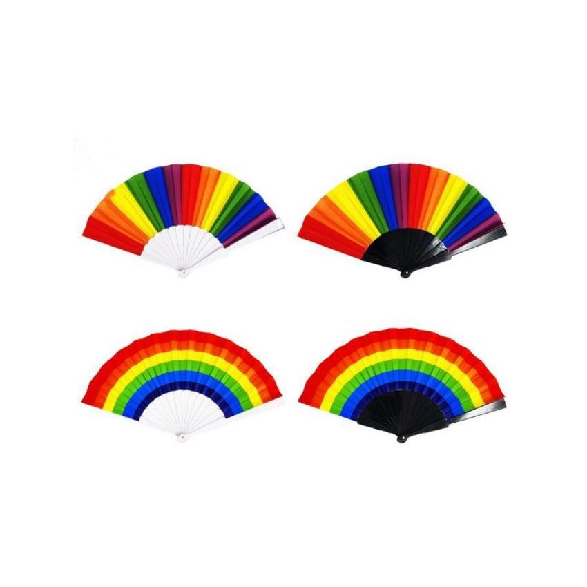 24 Pieces of Rainbow Hand Folding Fan