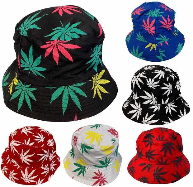 24 Pieces Marijuana Design Bucket Hat Hats With Sayings at