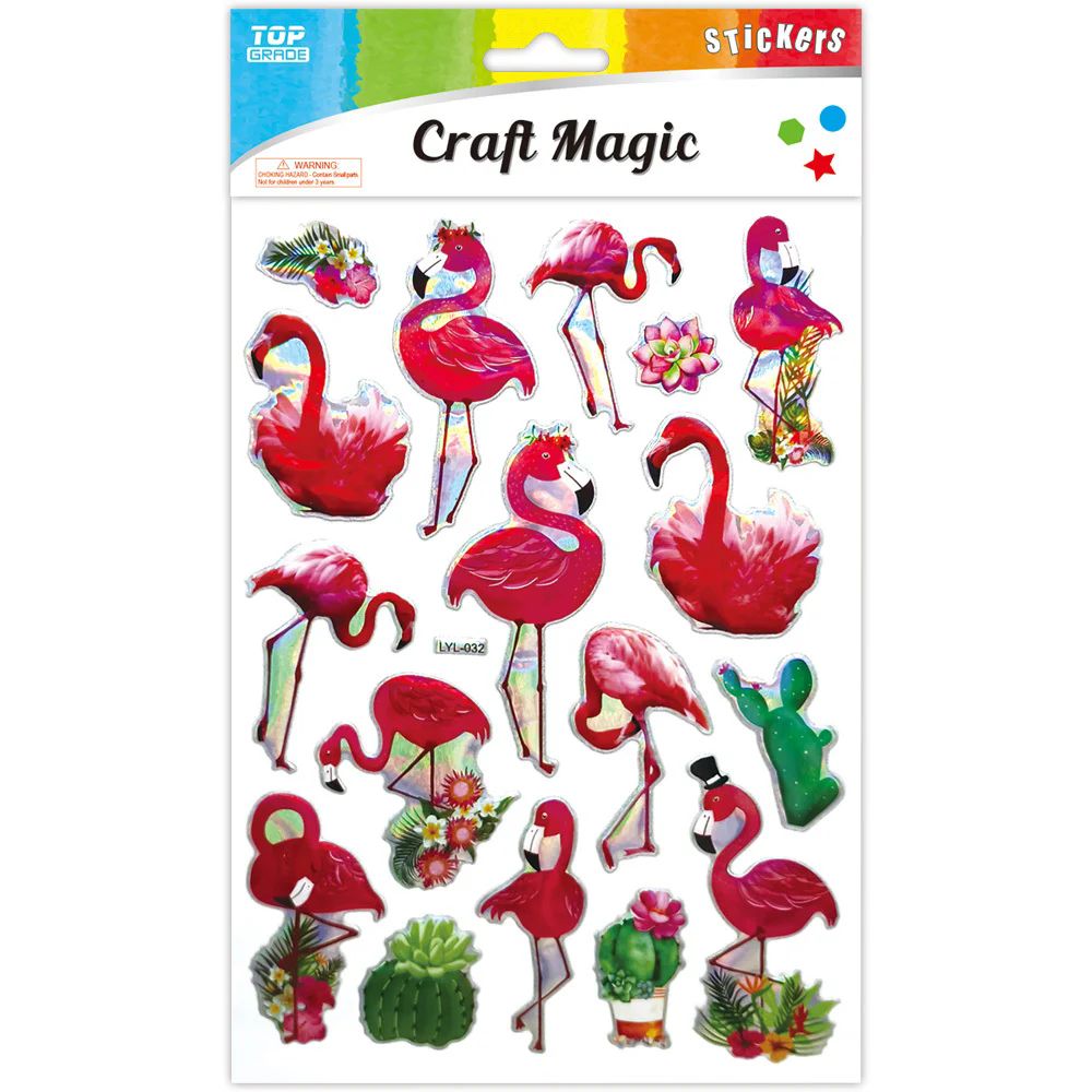 12 Wholesale Stickers (flamingo And Cactus)