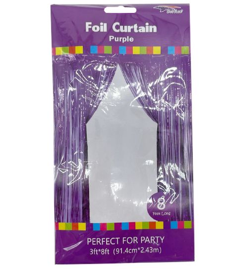 120 Pieces of Purple 3x8in Metallic Foil Curtain