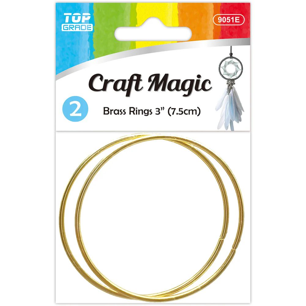 12 Packs of Brass Rings 3"/2pc