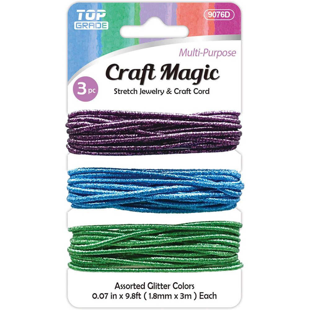 12 Wholesale Glitter Stretch Jewelry Cord 9.8ft - at