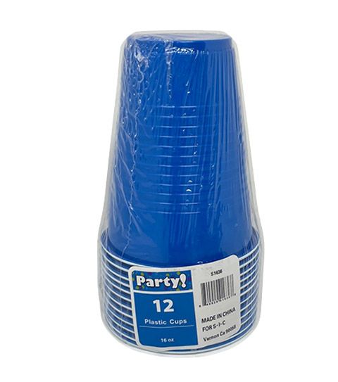 24 Pieces of 12pc 16oz Royal Blue Bi Clr Plastic Cup