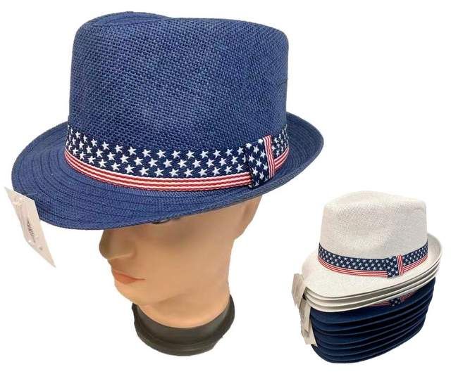 24 Pieces Usa Flag Band Fedora Hat Cowboy & Boonie Hat at
