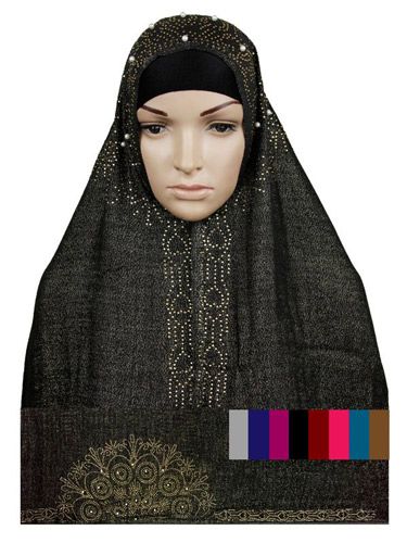 12 Pieces of Wholesale Muslim Headscarves With Rhinestone Pattern Assorted