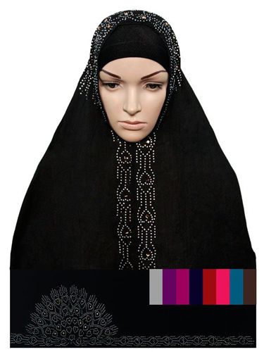 12 Pieces of Wholesale Muslim Headscarves With Rhinestone Pattern Assorted