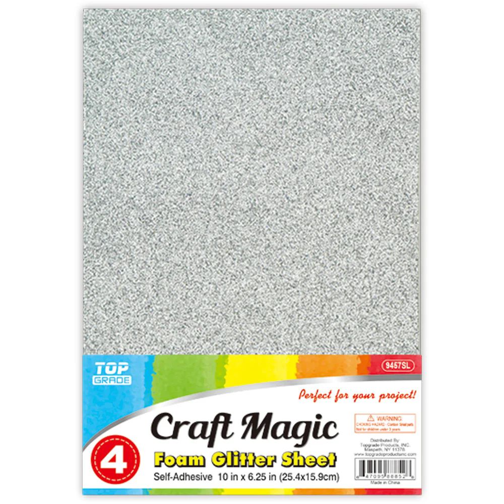 12 Packs of Glitter Sheet Silver 4ct 10x6.25"