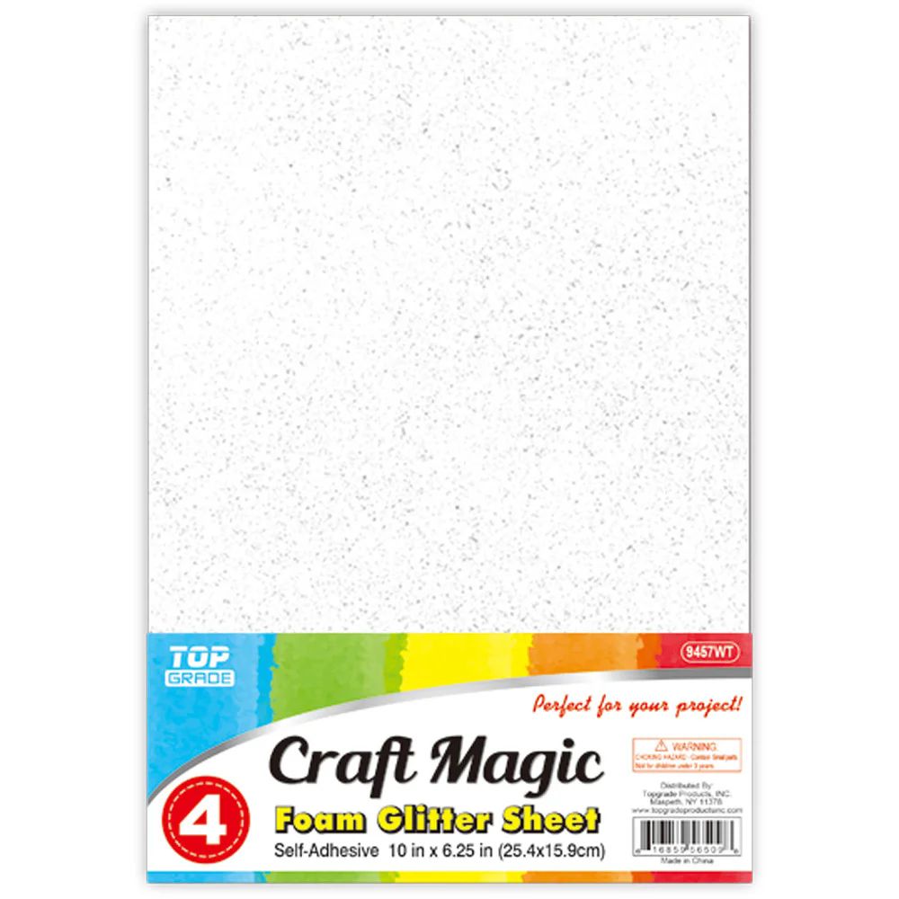 12 Packs of Glitter Sheet White 4ct 10x6.25"
