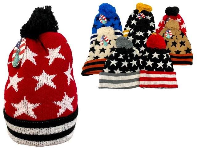 24 Pieces of Pompom Winter Hat With Star Design