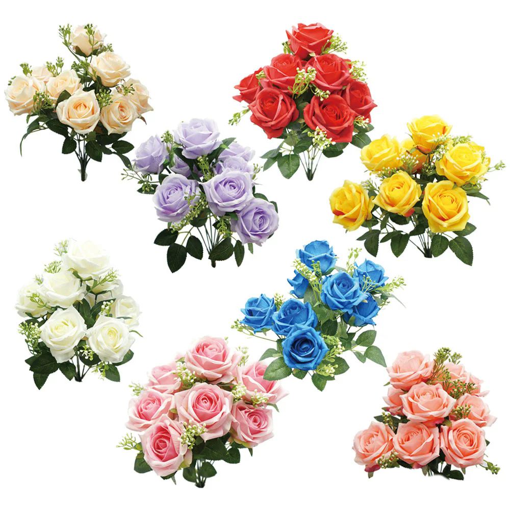 24 Pieces of 16" 9 Head Roses Assorted Colors