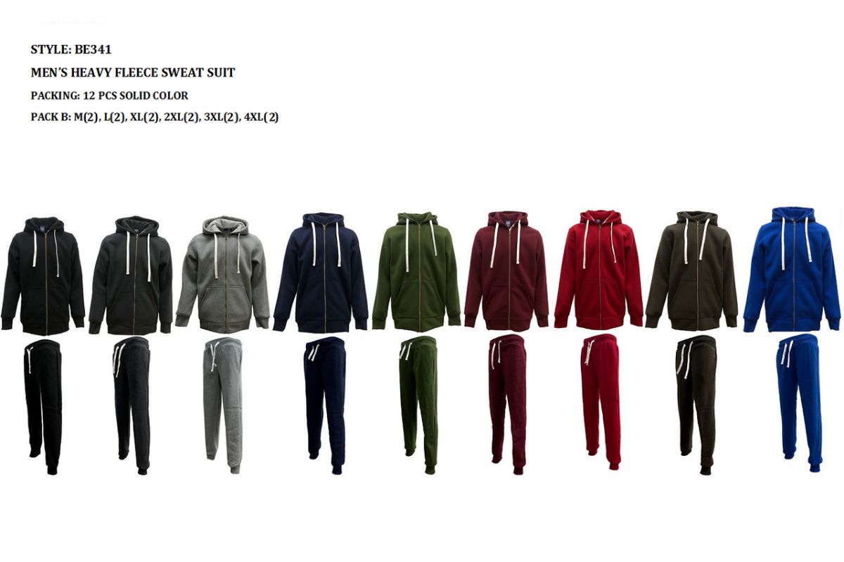 12 Sets of Men's Fashion Heavy Fleece Set Burgundy