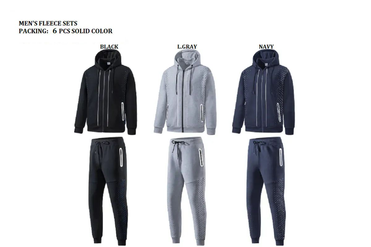 12 Sets of Men's Fashion Fleece Set In Navy Blue
