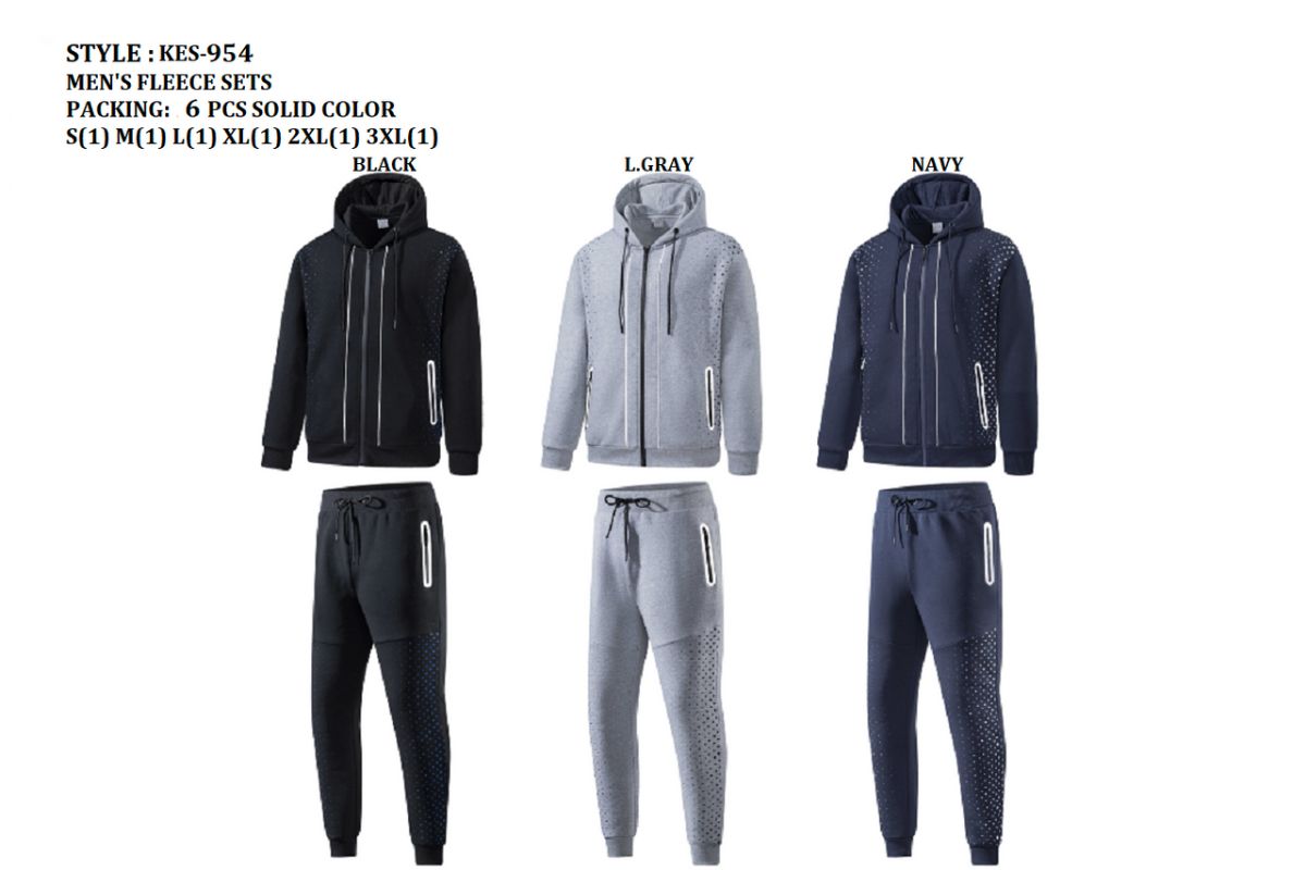 12 Sets of Men's Fashion Fleece Set In Grey