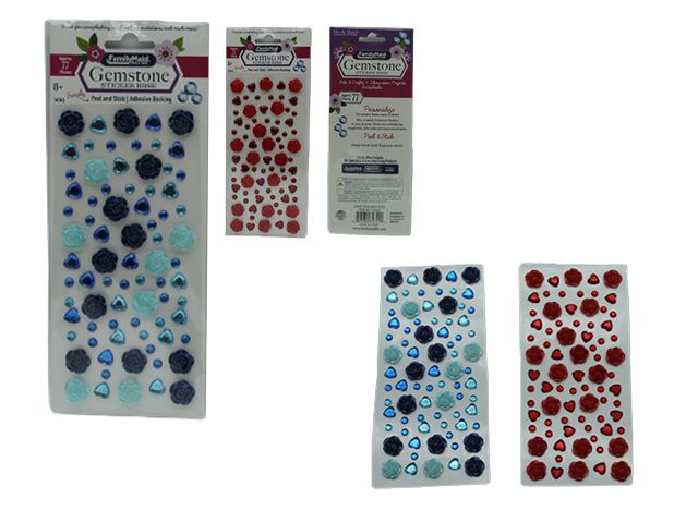288 Pieces of 77 Piece Gemstone Sticker Rose Blue Red