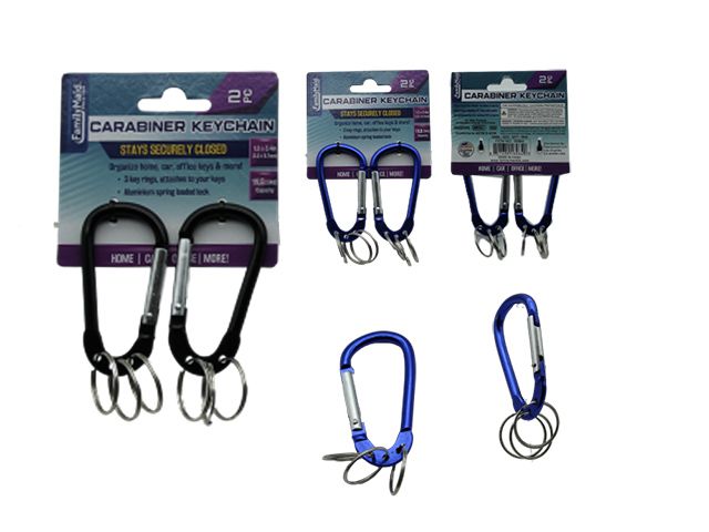 144 Pieces of 2 Pieces Carabiner With 6 Keyrings