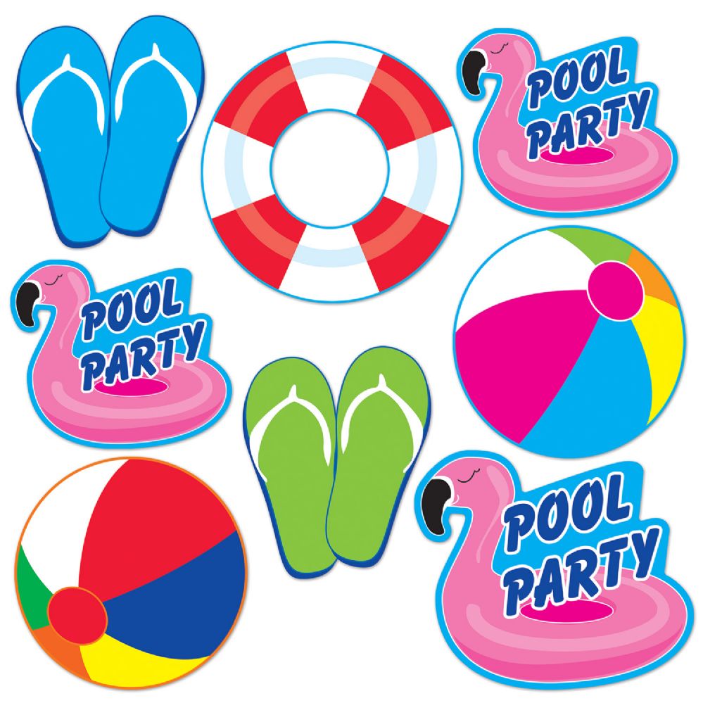 12 pieces of Pool Party Cutouts