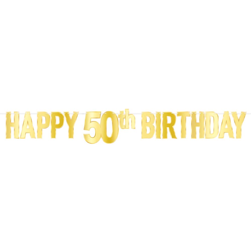 12 pieces of Foil Happy  50th  Birthday Streamer