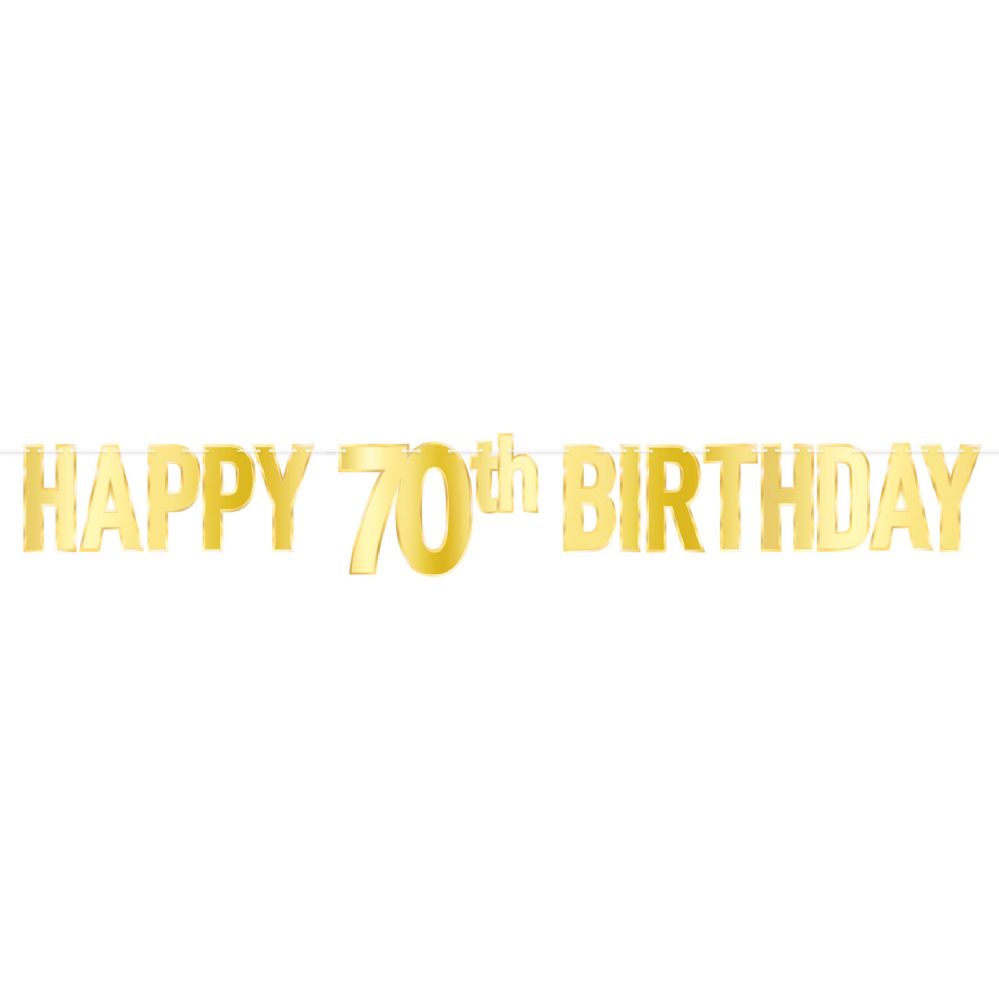 12 pieces of Foil Happy  70th  Birthday Streamer