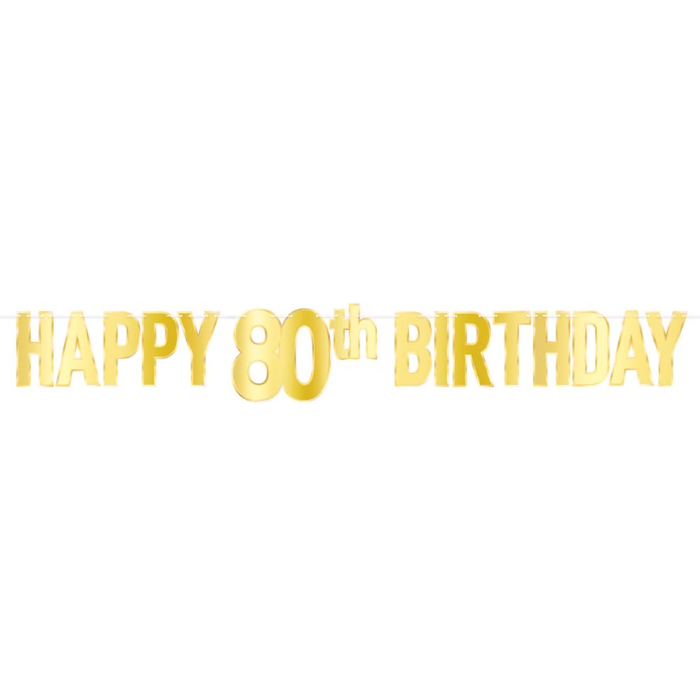 12 pieces of Foil Happy  80th  Birthday Streamer